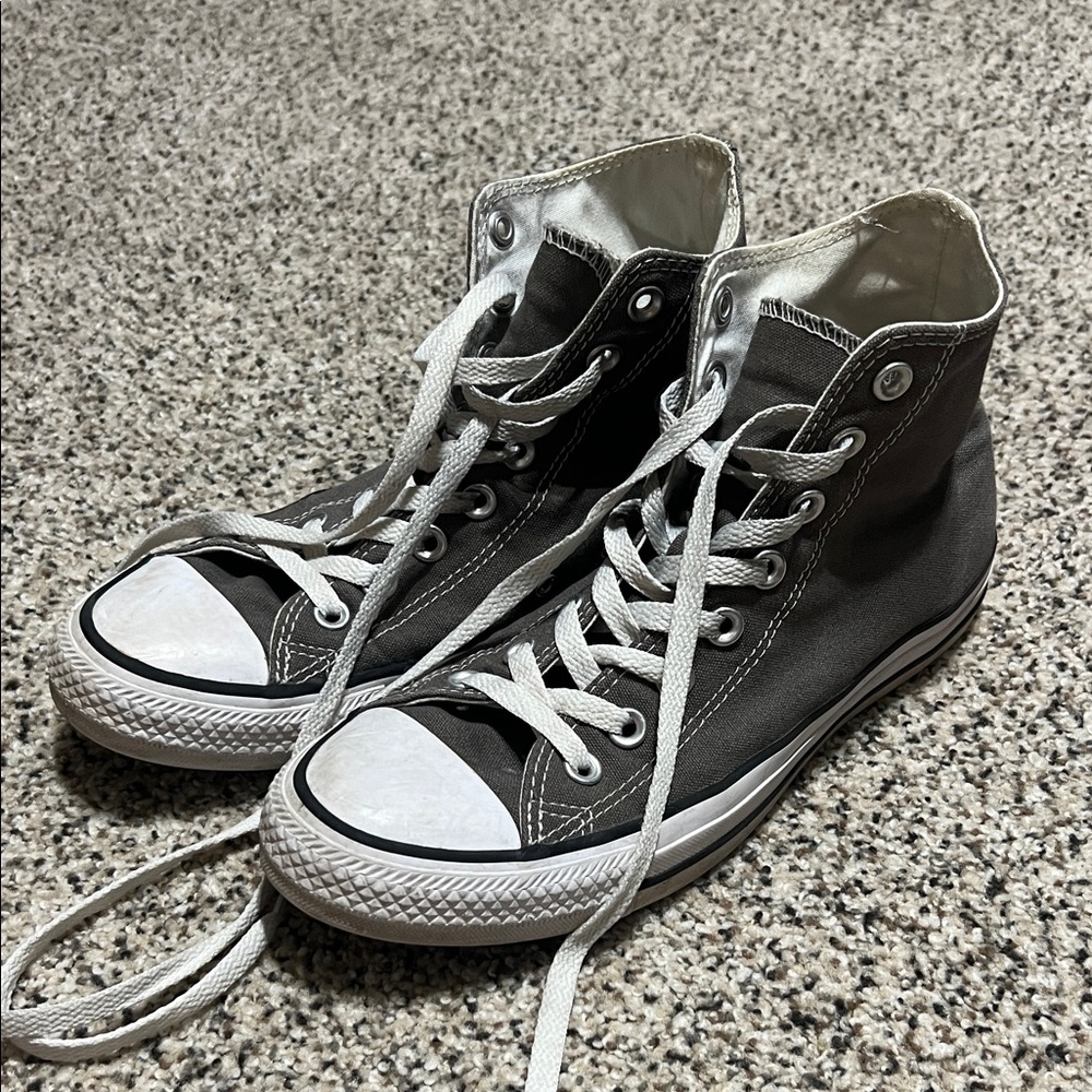 Converse High-Top Sneakers in Charcoal Gray and White